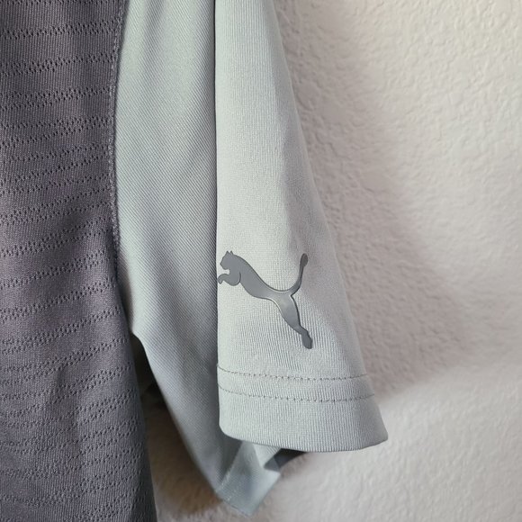 Puma Men's Size Medium PWR Cool Golf Polo Short Sleeve Colorblock Grey - Picture 4 of 8